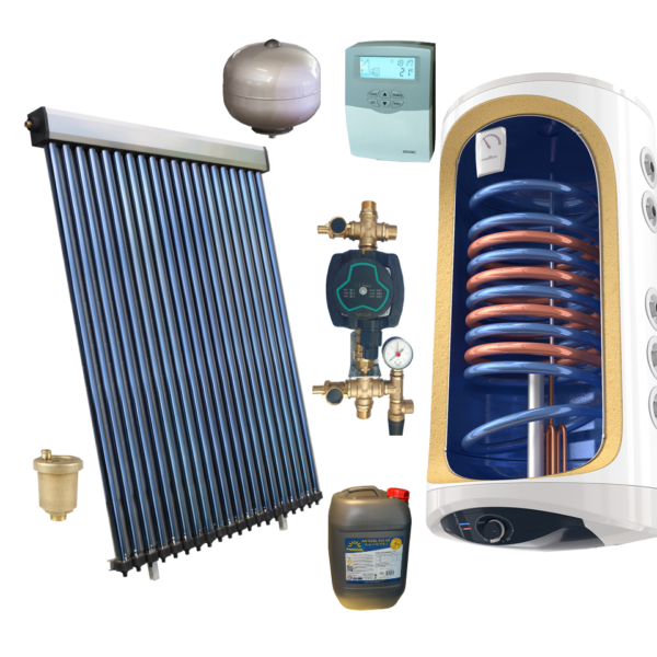 panou solar, boiler solar 150 litri, grup de pompare, automatizare, aerisitor, antigel